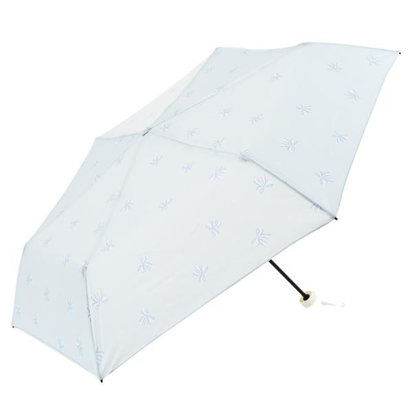 ニフティカラーズ チェックリボンスレンダーミニ ブルー 18482 1848BL  傘 雨傘 ブランド レディース 軽い おしゃれ 大人 晴雨 兼用 UV