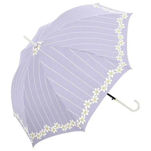 藤田屋 レディース用 58cm 長傘 雨傘 ジャンプタイプ 8本骨 耐風仕様 レインリリー ラベンダー 713-046