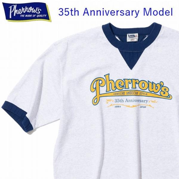 Pherrow's（フェローズ） 半袖Tシャツ 35周年 アール ヌーボ ルーズ