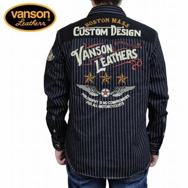 VANSON 長袖シャツ ウォバッシュとツイル生地のワークシャツ