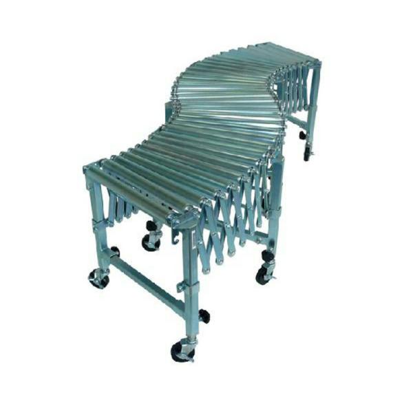 伸び・縮み・曲がり・移動が可能で、高さ調整もできるコンベヤ！！ホイール・ローラーは信頼性の高い部品を使用。フレームはプレス加工による充分な強度で、ユニクロメッキを施した美しい仕上がりになっています。●仕様　ピッチ:0.04〜0.14m　機長...