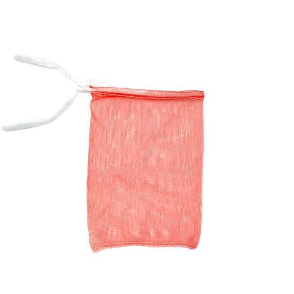 ラベルはつきませんメリヤス編みの平らで口紐が付いた袋状ネットです。◆仕様品　名：メリヤスネット規　格：2kg用サイズ：230×320mmカラー：赤入　数：100枚