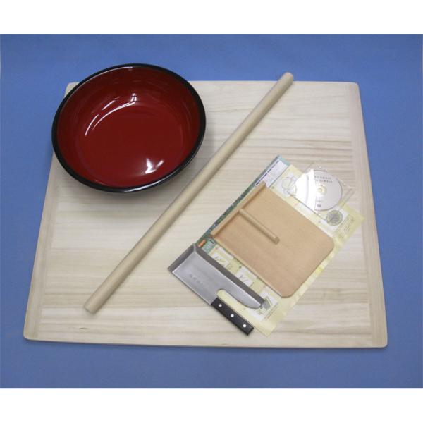 そば打ち五点セット Lプラス DVD付 めん台 80×90cm 42cm こね鉢