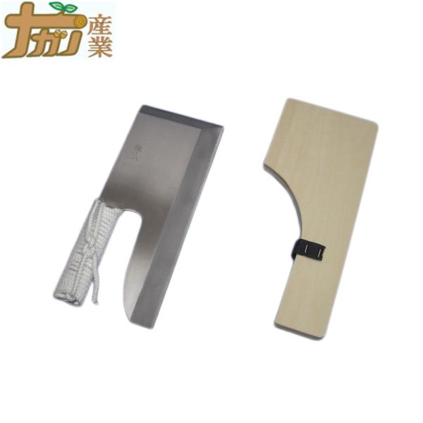 ステンレス製のめん切り包丁です。長い刃渡りに、手になじみやすいひもを柄に巻きました。安全に保管できる木製ケース付。◆材質・成分・付属品材質：ステンレス付属：木製ケース●仕様サイズ：刃渡り30cm×幅12cm×厚さ3mm