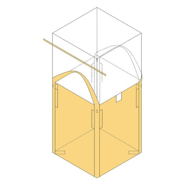 トラックに積みあげる時に便利な、角型の新品フレコンバッグ！2点吊りタイプ、注入口全開、排出口なしのフレコンバッグです！吊りベルトが下まで伸びてしっかり支えます！JIS規格準処、保険加入あり！品番：OW-004角HSFサイズ：□860×120...