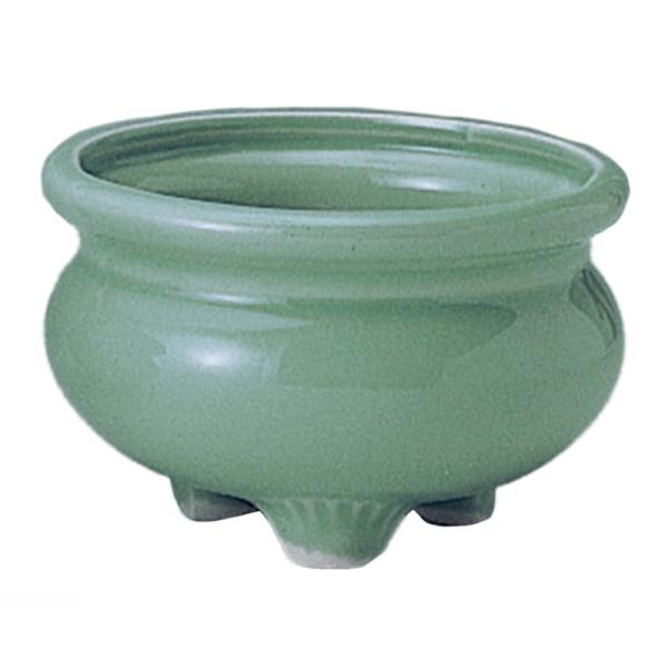 香炉 三ツ足 青磁 22004 4.5寸 和柄 日本 絵 画 仏具 仏前 供養 葬祭