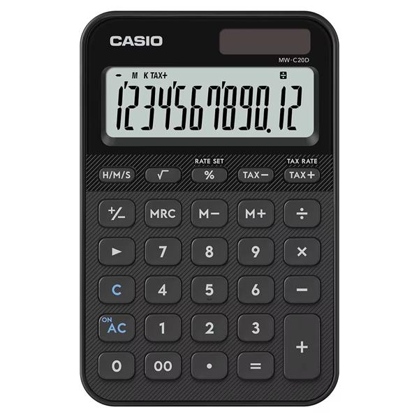 CASIO MW-C20D-BK-N デザイン電卓 カラフル ブラック