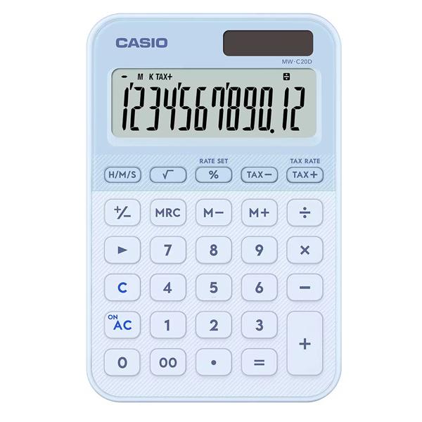 CASIO MW-C20D-LB-N デザイン電卓 カラフル ライトブルー