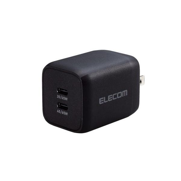 エレコム ACDC-PD4365BK USB Power Delivery 65W キューブAC充電器(C×2) ブラック ACDCPD4365BK