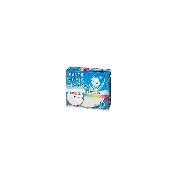 Maxell CDRA80WP.10S 音楽用CD-R 80分 ワイドプリントレーベル ホワイト 10枚パック 1枚ずつ5mmプラケース入り