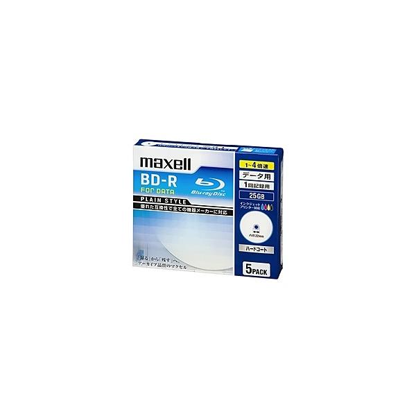 Maxell BR25PPLWPB.5S 4倍速対応データ用BD-R 25GB PLシリーズ5枚1枚ずつ5mmプラケース プリント対応ホワイト