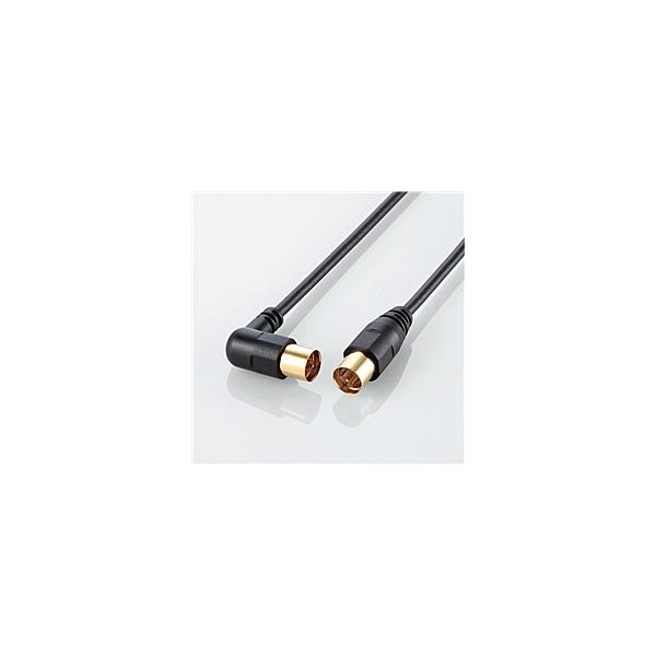 ELECOM AV-ATLS20BK アンテナケーブル(L型-ストレート) 2m ブラック