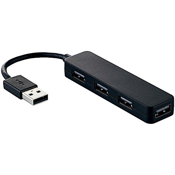 ELECOM U2H-SN4NBBK USB2.0ハブ/ カラフルモデル/ バスパワー/ 4ポート/ ブラック