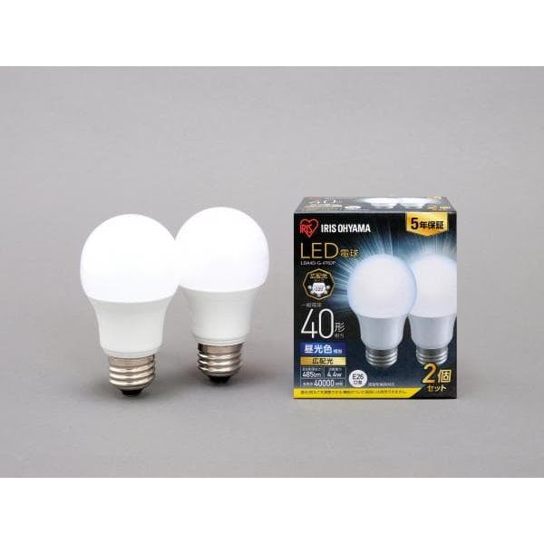 アイリスオーヤマ LDA4D-G-4T62P LED電球 E26 広配光 40形相当 昼光色 2個セット