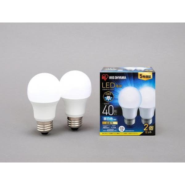 アイリスオーヤマ LDA4N-G-4T62P LED電球 E26 広配光 40形相当 昼白色 2個セット