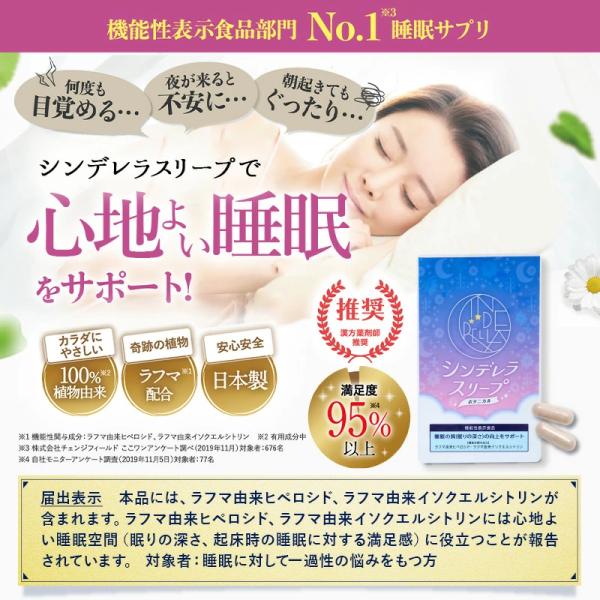 シンデレラスリープ ボタニカル 機能性表示食品 睡眠 サポート サプリ 和漢 リラックスハーブ 眠り サプリメント 睡眠サプリ 眠れない 不眠 テレワーク 不規則