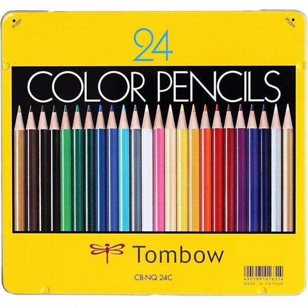 色鉛筆 トンボ鉛筆色鉛筆24色セットCBNQ24C 缶入 メール便発送