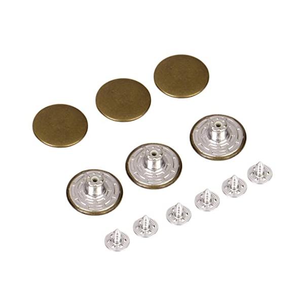 ジーンズ用 20mm ジーンズタックボタン こげ茶色 6個セット