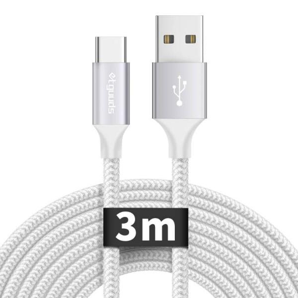 USB Type C ケーブル 3m 白 USB C ケーブル 長い タイプC コード 急速充電 高速データ転送 高耐久ナイロン Android Galaxy、Xperia、Pixel、Switch、