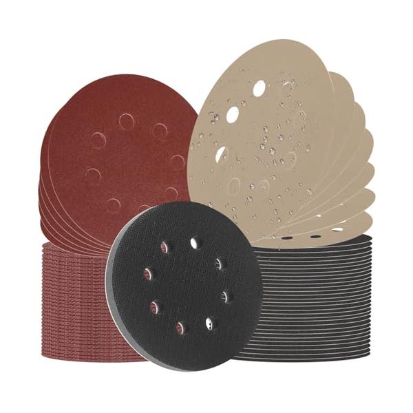 MORLARCO ランダムサンダー ペーパー 125mm 耐水ペーパー 60?3000番 91枚入セット マジック式 8穴 丸型 サンディングディスク 電動サンダー用 サン