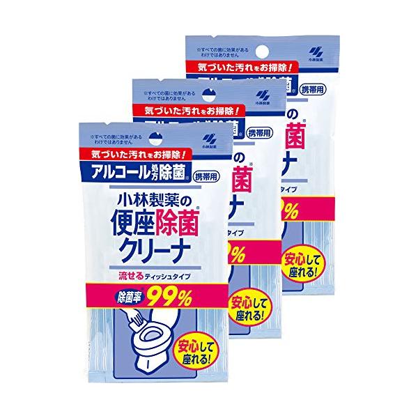 他サイト： 便座除菌クリーナ 小林製薬の 携帯用流せるシート アルコール除菌 トイレ掃除に 10枚×3個の商品画像