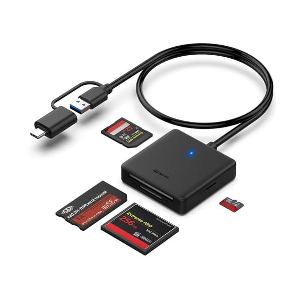 他サイト： BENFEI USB 3.0/USB-C 4-in-1カードリーダー SD/TF(Micro SD)/MS/CF対応 OTG機能搭載 高速データ転送&amp;同時読み書き可能 iPhone15/16シリーズ・iPad Pの商品画像