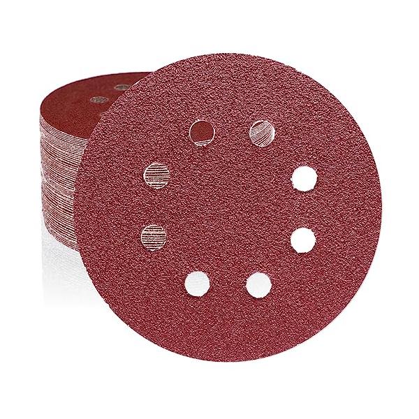 HWXINIE ディスクペーパー 125mm #40番 ランダムサンダー ペーパー 8穴 丸型 サンディングディスク マジック式,電動サンダー用サンドペーパー（40枚
