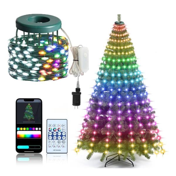 HOMEYA イルミネーションライト 8本 160球 16m クリスマスツリーライト アプリ制御 リモコン付 DIY 調光調色 LED イル