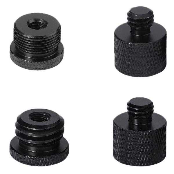 マイクスタンドアダプター (4個入り）（黒）5/8メスから3/8オスねじと1/4メスから5/8オスアダプターセット 変換ネジアダプター 固定