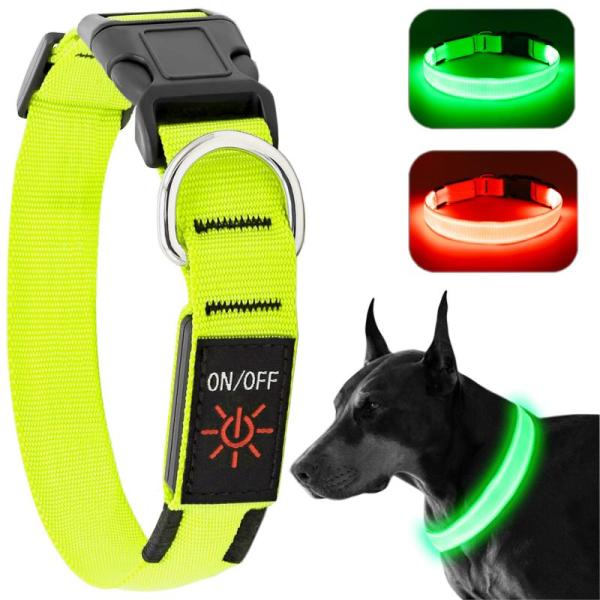 KOSKILL LED光る首輪 犬用 散歩 夜 ライト USB充電式 小型犬 中型犬 大型犬 安全性 サイズ調整可能 視認距離500mで夜間
