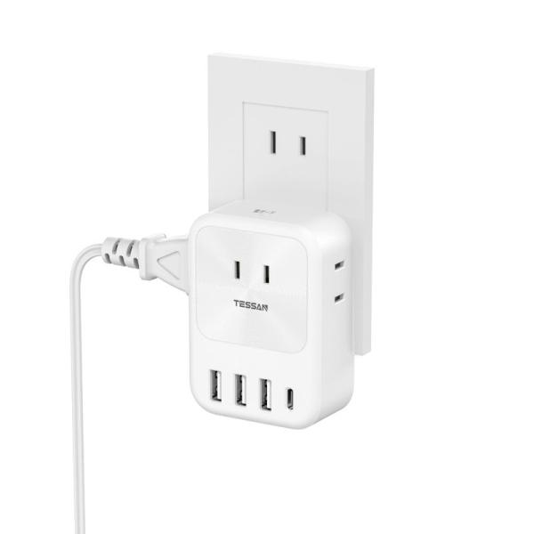 ◆商品名はコチラ：USB-C コンセント タップ 電源タップ USB-C付き TESSAN 3個AC口 3個USB-Aポート 1個Type-Cポート 蛸足 分 ◆商品情報：・【1台7役のusb 電源タップ】このusb コンセント タップは3...