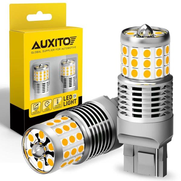 AUXITO T20シングル LED ウインカーバルブ アンバー キャンセラー内臓 7440 ハイフラ防止 航空用アルミヒートシンク 超拡散