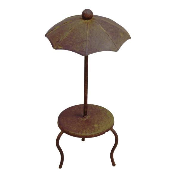 お庭やベランダ、リビング、玄関などを演出するアイテムとしておすすめ！トイレにおいても可愛い☆いろんなところに置いて楽しんでください。サイズ：W6×D6×H18センチ【ブリキ ミニパラソルテーブル】ガーデニング 庭 かわいい 風水 置物