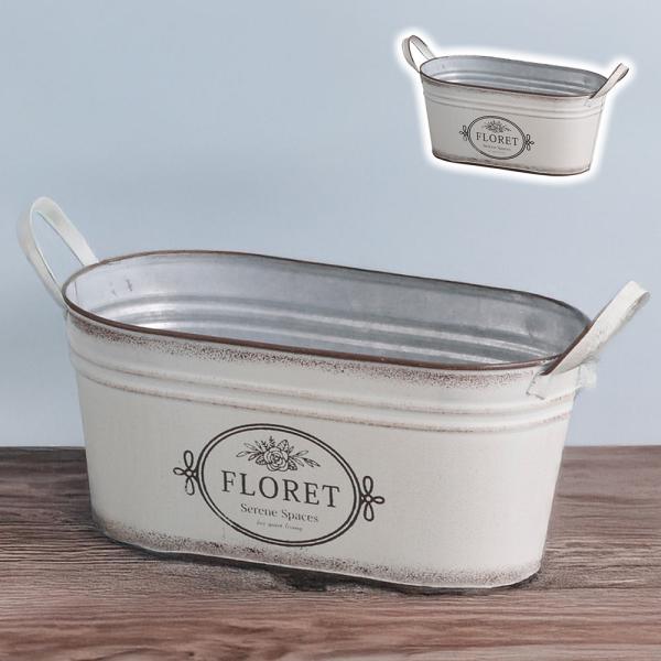植木鉢 プランター おしゃれ ブリキ フローレット・オーバルバケツ