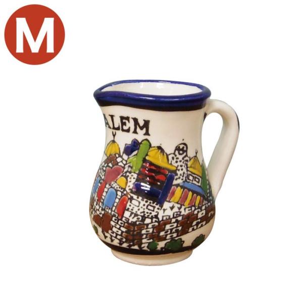 【サイズ】83×68×91mm【素材】陶器【仕様】容量：150ml、パレスチナ製※レンジ、食洗機、食器乾燥機はご使用いただけません。※ハンドペイントのため、多少の個体差が生じる場合がございます。【セイントエルサレム ピッチャー (M)】水差...