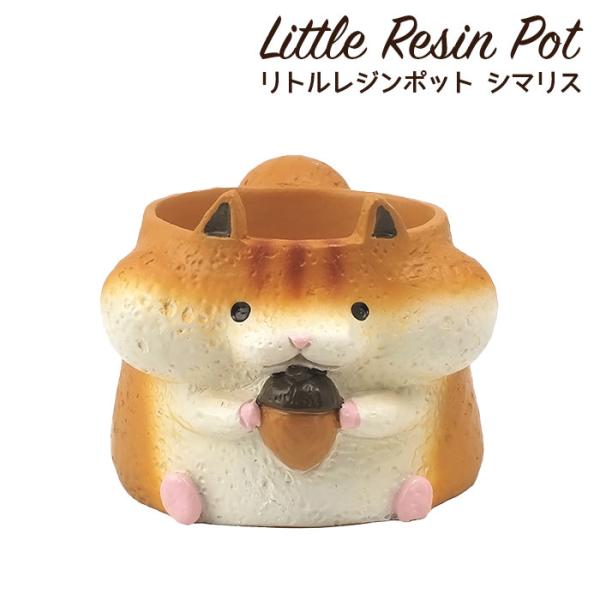 植木鉢 ミニ かわいい 軽い リトルレジンポット アニマルシリーズ シマリス