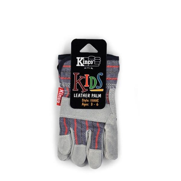 ワークグローブ 牛革/コットン 子供用 Kinco Gloves（キンコグローブ） Child's Split Cowhide Leather Palm 1500C/Y （メール便対応・2個まで）