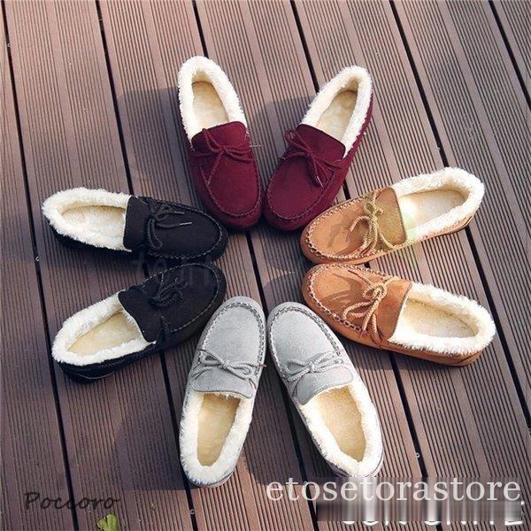 靴 モカシン ムートン レディース パンプス スリッポン 秋 冬 フェイク