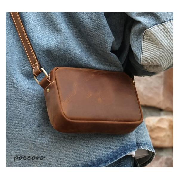 ショルダーバッグ メンズ  牛革 本革 ミニショルダー 斜めがけ 肩掛け キャンバス 軽量 カバン 父の日 プレゼント