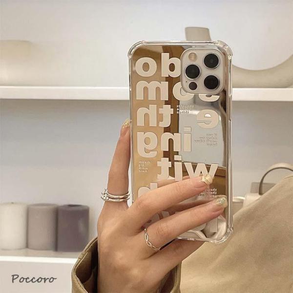 iphoneケース おしゃれ ミラー 鏡 アルファベット 英字 iphone13 ケース iphone14 ケース スマホケース 韓国 クリア　アイフォン13ケース アイホン13ケース シン