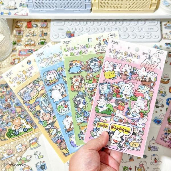 4枚セット】ぷくぷくシール 2Dシール シール帳 ぷっくり ステッカー