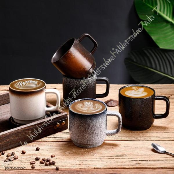 マグカップ 大きい おしゃれ 美濃焼 カフェ 北欧風 コーヒーカップ 陶器 かわいい 素朴 大きな 300ml 素焼き コップ ブルー ブラック ホワイト ブラウン