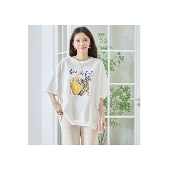 SALE!  2026新作　ゆったりTシャツ　パール使い籠バック