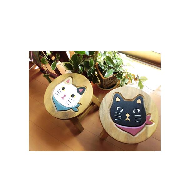 SALE!! 16％off   ウッドスツール　ハンドメイド　スカーフ猫　インテリアディスプレイ　子供部屋