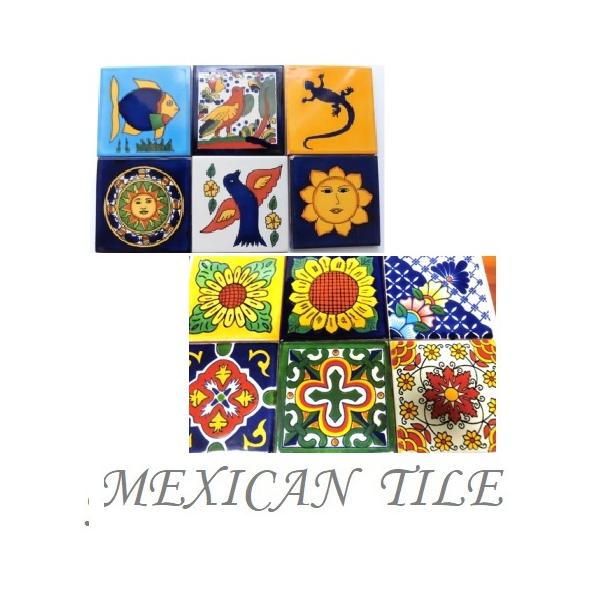 メキシコタイルC　テラコッタ　手作りタイル　10cm角x1枚