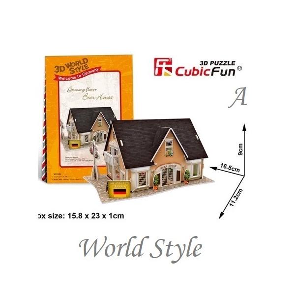 ３D立体組み立てパズル　World Style  ドイツ　ビアホール42ピース　カントリーハウス３７ピース　グロッサリー３２ピース　お届け方法ゆうパケットメール便で２個迄　指定日代引き不可　生産中国地　素材　表面紙　本体ポリスチレン　サイズ...