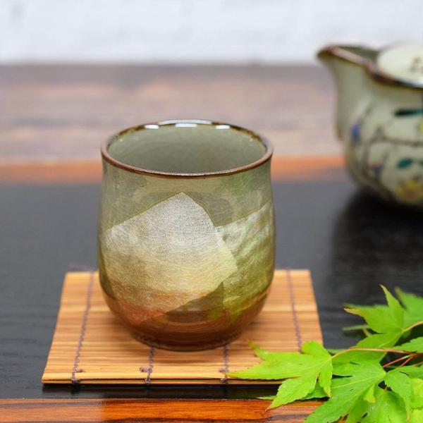 おしゃれ 九谷焼 湯のみ 銀彩(オレンジ) 陶器 和食器 湯呑み茶碗 日本製