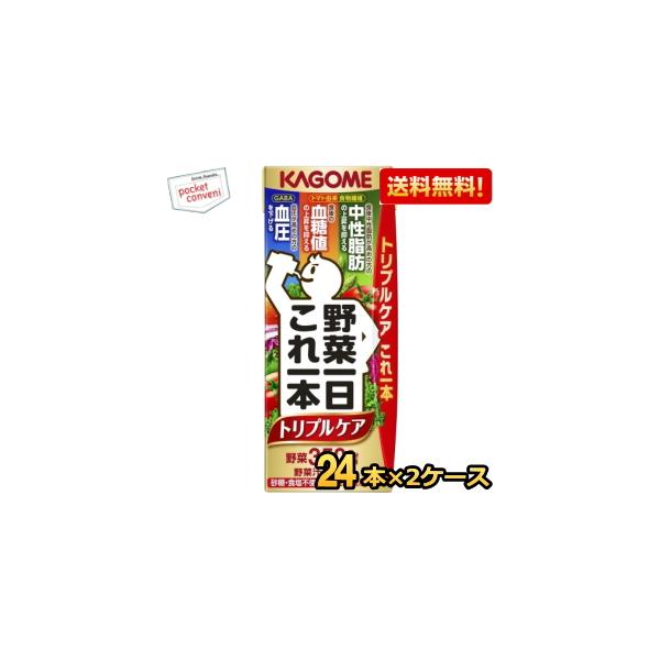 特価【トリプルケア】送料無料 カゴメ 野菜一日これ一本 トリプルケア 200ml紙パック 48本 (24本×2ケース) 野菜ジュース 野菜1日これ1本 機能性表示食品