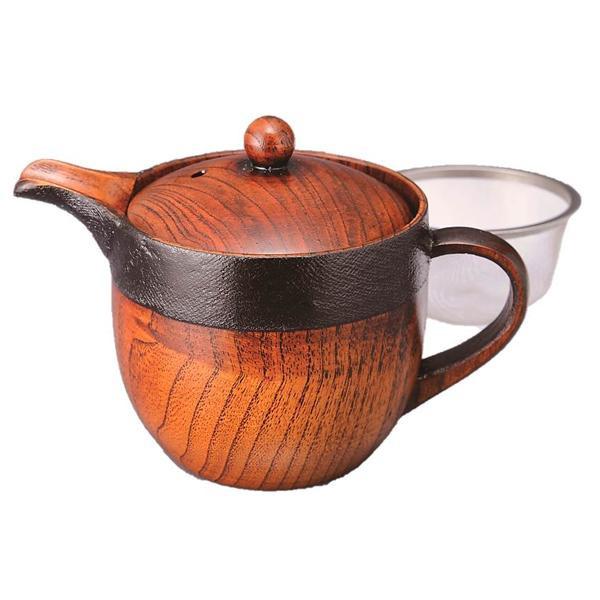天然木 急須 木製 ウレタン塗装 茶こし付き ナチュラル 240ml お茶 ティー