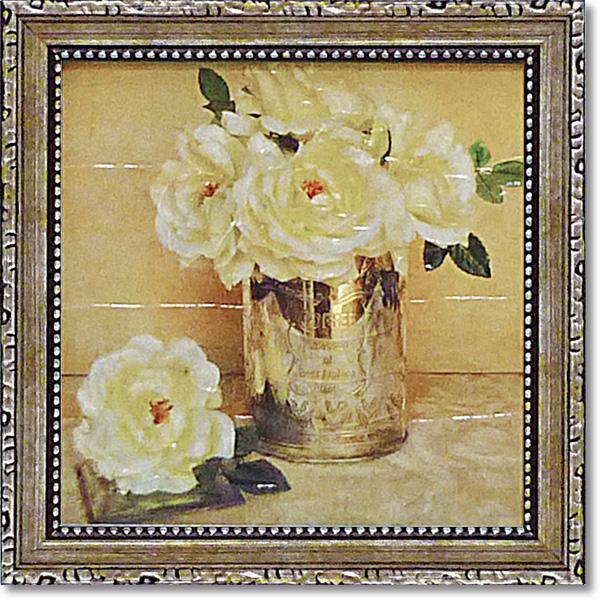 絵画　白薔薇 白い薔薇の絵 薔薇 絵画 トイレ 薔薇 インテリア バラ 絵 アンティーク